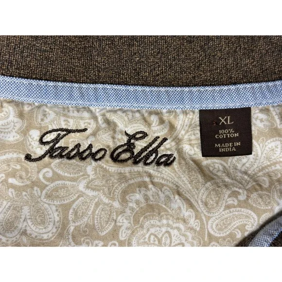 Tasso Elba Polo Shirt Mens XL Brown Heathered Long Sleeve Casual Comfort - Picture 9 of 14